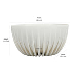 Semi Fluted Design Polypropylene Bowl Planter (Cream)