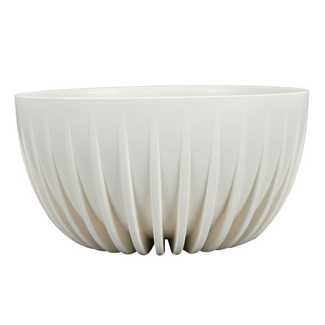 Semi Fluted Design Polypropylene Bowl Planter (Cream)