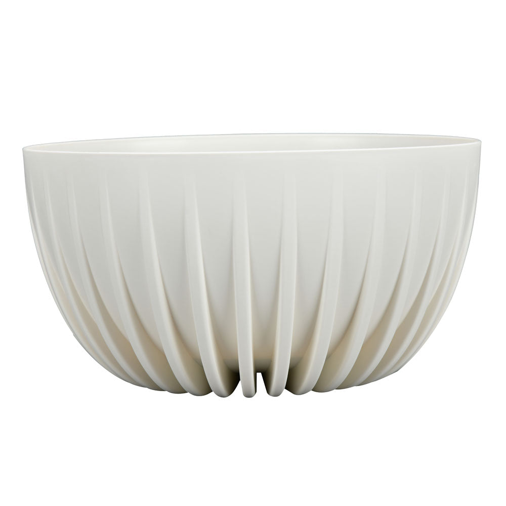 Semi Fluted Design Polypropylene Bowl Planter (Cream)