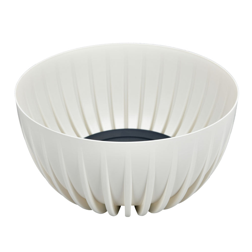 Semi Fluted Design Polypropylene Bowl Planter (Cream)