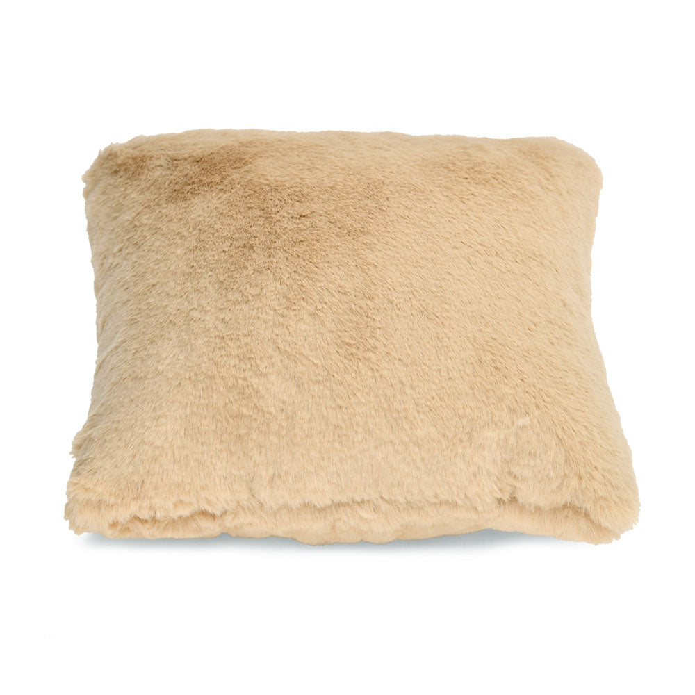 Soft Fur Polyester 16" x 16" Filled Cushion (Beige)