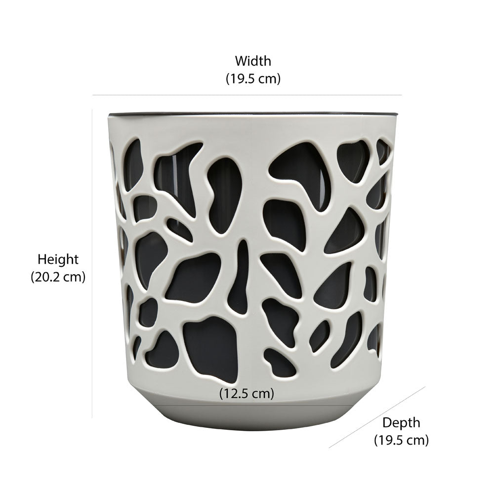 Decorative Mosaic Polypropylene Planter (Cream & Black)