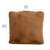 Soft Fur Polyester 16" x 16" Filled Cushion (Brown)