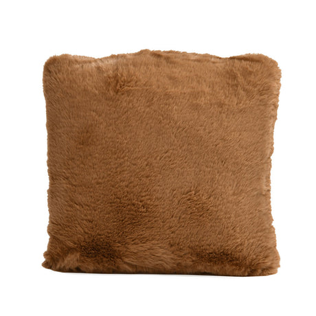 Soft Fur Polyester 16" x 16" Filled Cushion (Brown)