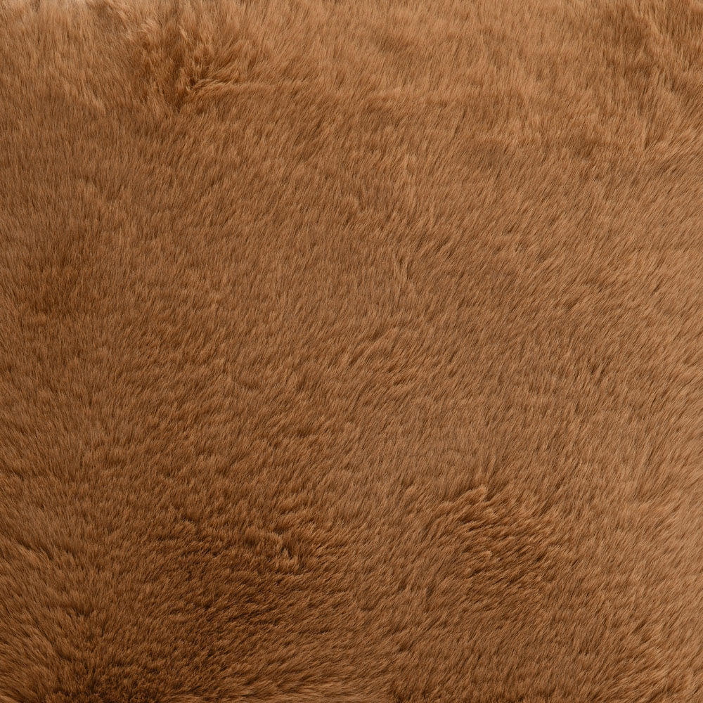 Soft Fur Polyester 16" x 16" Filled Cushion (Brown)