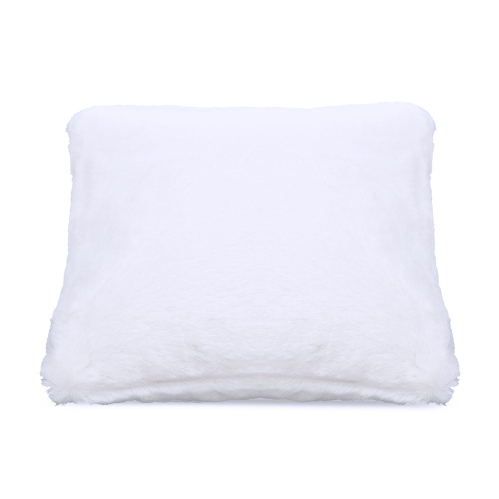 Soft Fur Polyester 16" x 16" Filled Cushion (Off White)