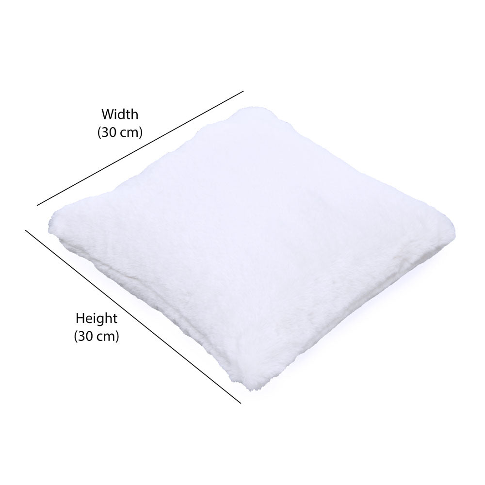 Soft Fur Polyester 16" x 16" Filled Cushion (Off White)