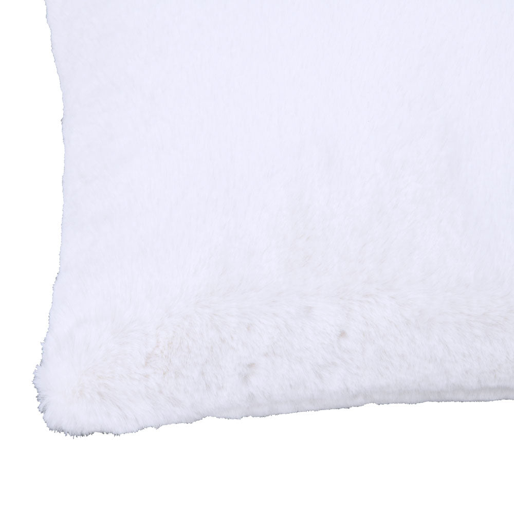 Soft Fur Polyester 16" x 16" Filled Cushion (Off White)