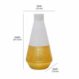 Glaze Ceramic Triagular Bottle Vase (Cream & Gold)