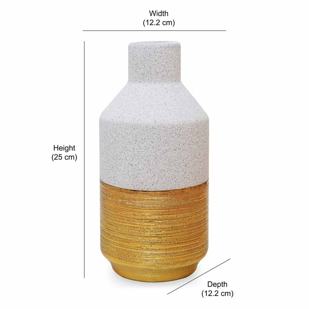 Glaze Bottle Decorative Ceramic Vase (Cream & Gold)