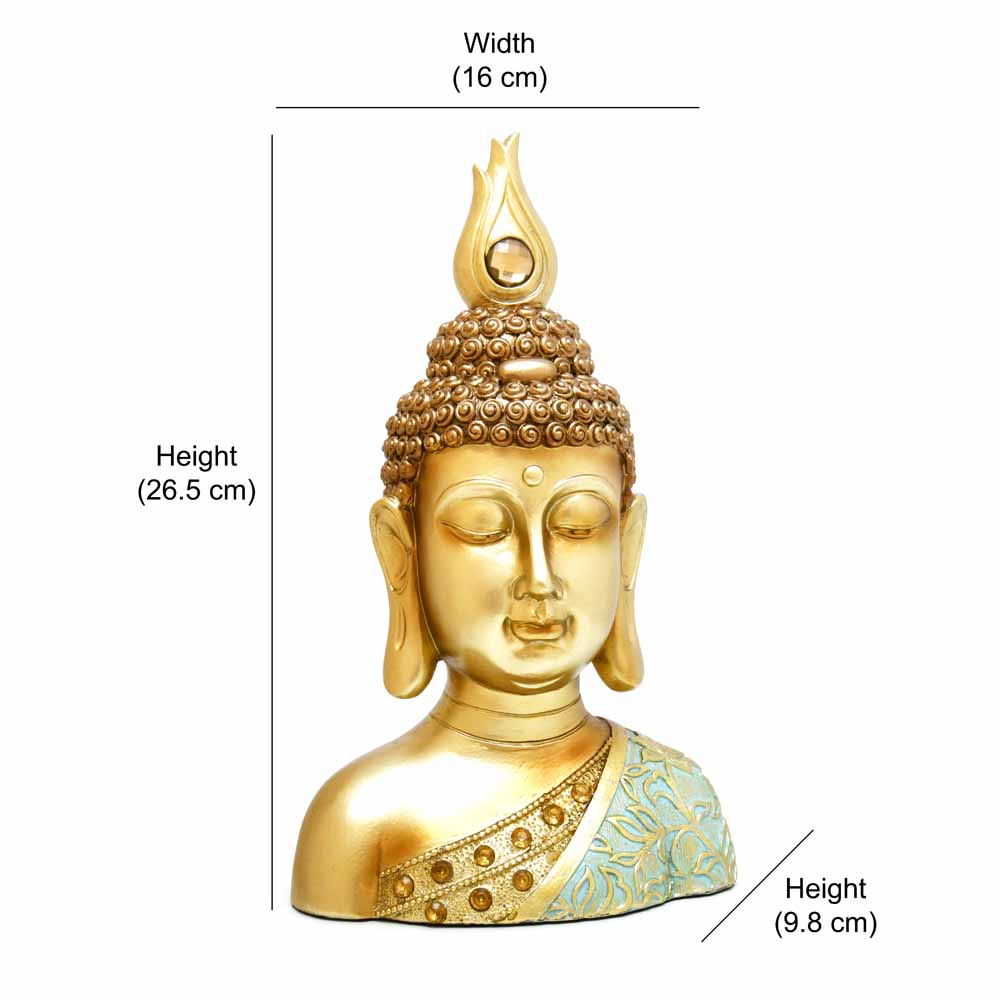 Decorative Polyresin Buddha Showpiece (Mint & Gold)