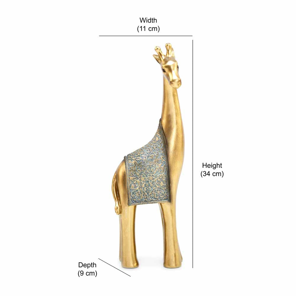 Decorative Giraffee Polyresin Showpiece (Grey & Gold)