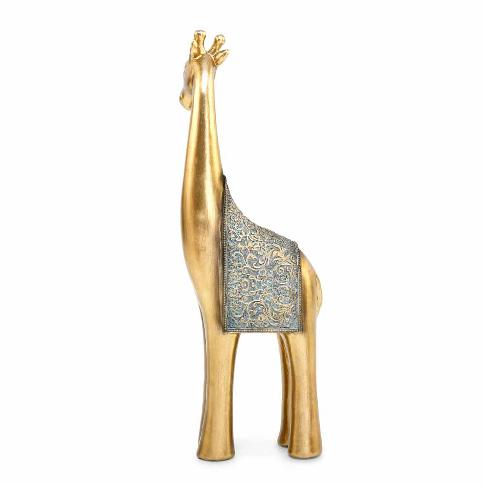 Decorative Giraffee Polyresin Showpiece (Grey & Gold)