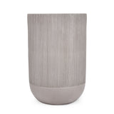 Ribbed Magnesium Oxide Indoor Outdoor Tall Planter 45.4 cm (Taupe)