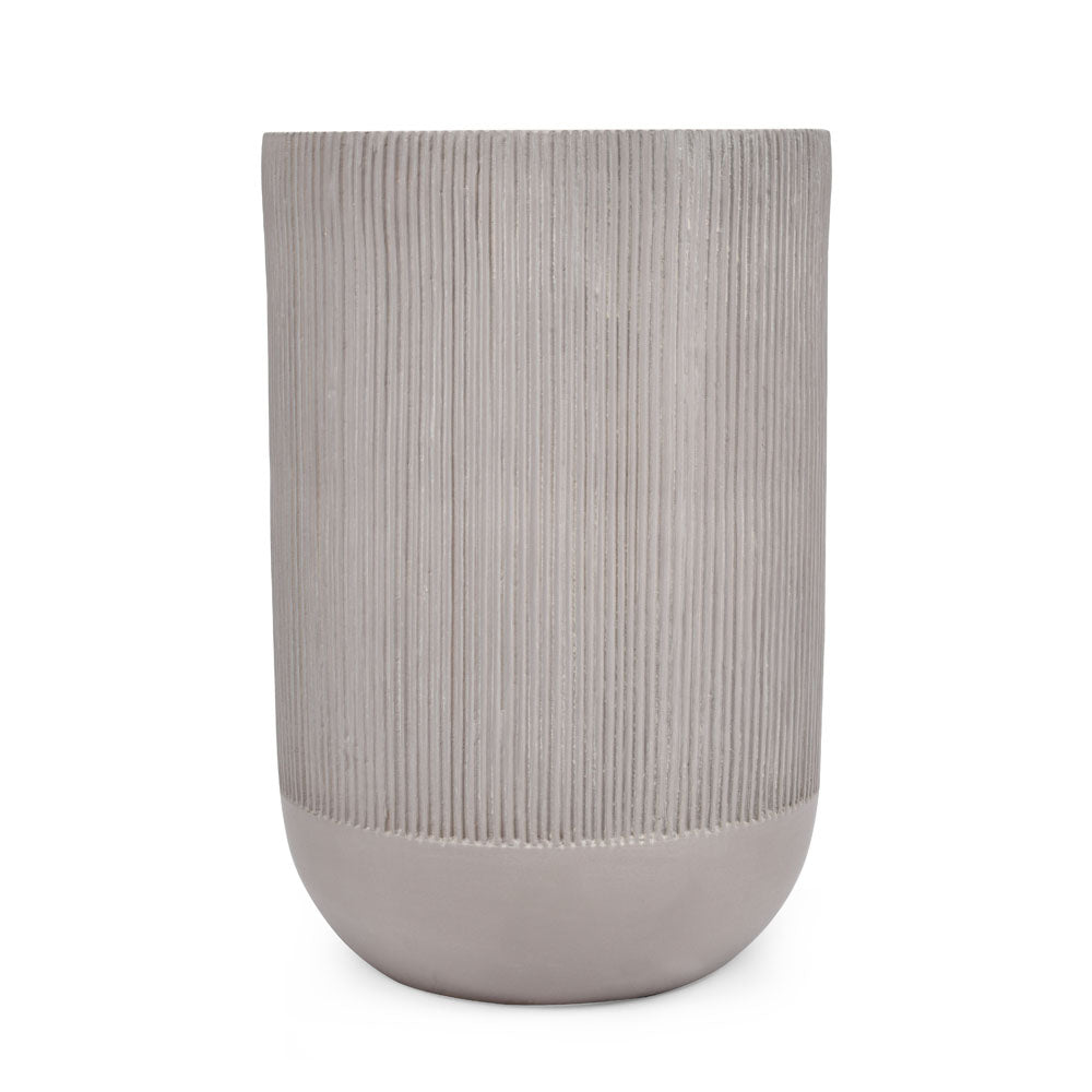 Ribbed Magnesium Oxide Indoor Outdoor Tall Planter 45.4 cm (Taupe)