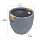 Jute Handle Magnesium Oxide Planter 33.5 cm (Grey)