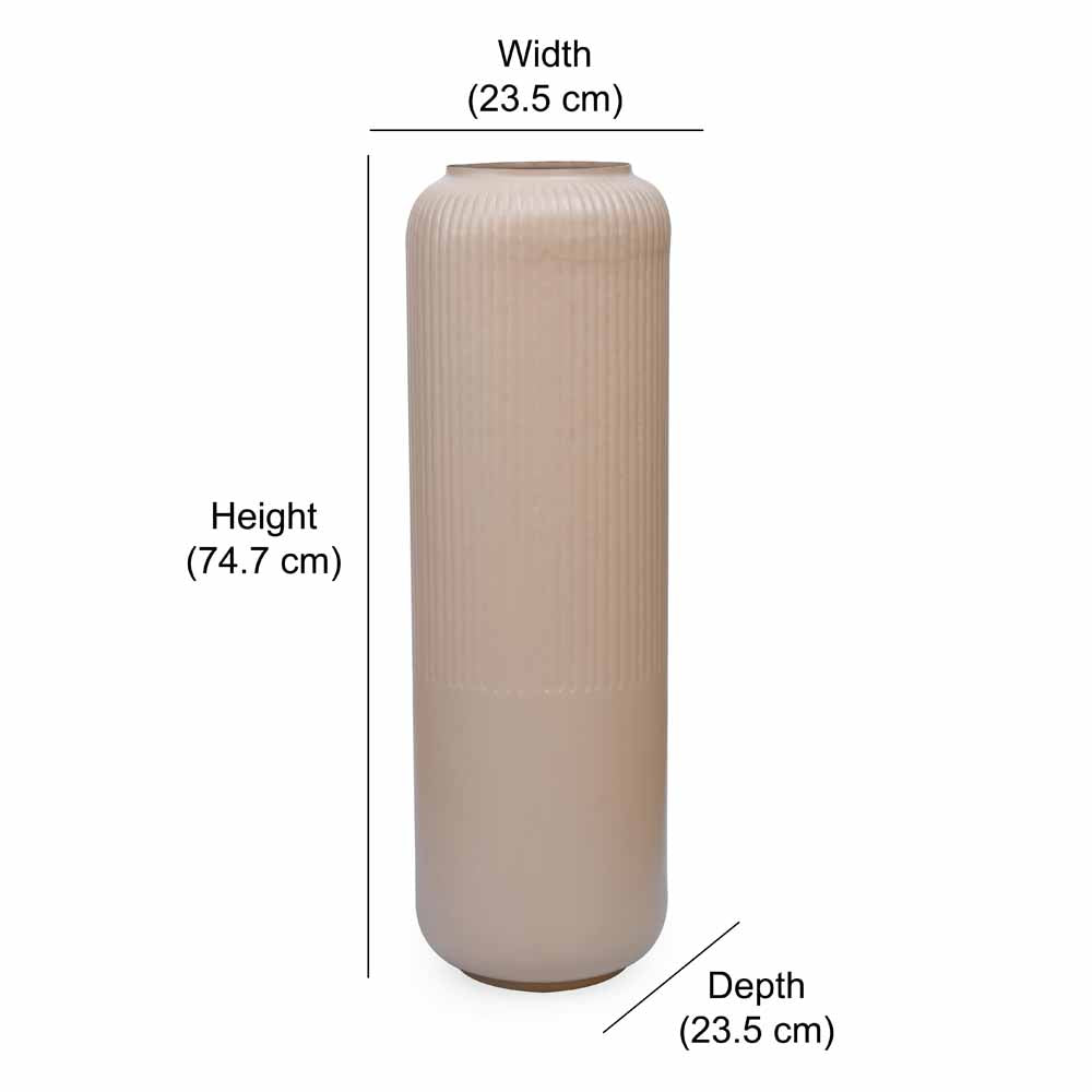 Decorative Metal Tumbler Floor Vase (Beige)