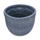 Ribbed Magnesium Oxide Indoor Outdoor Planter 34 cm (Black)