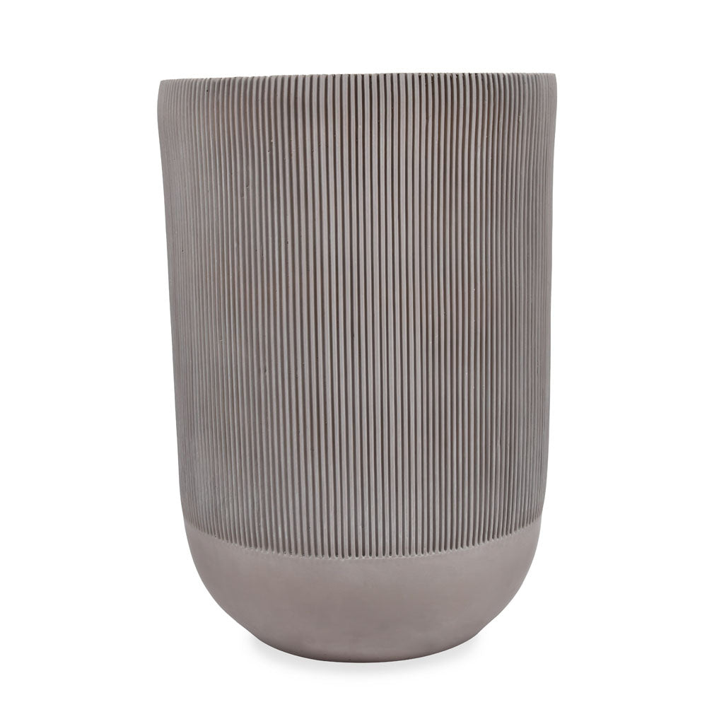 Ribbed Magnesium Oxide Indoor Outdoor Tall Planter 53.9 cm (Taupe)