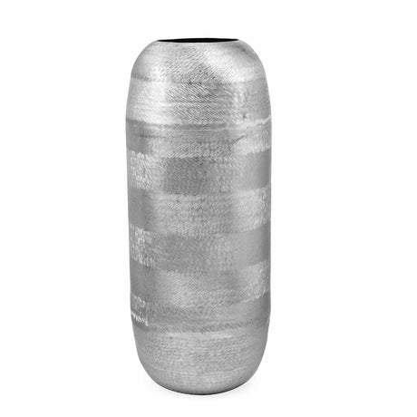 Decorative Metal Tumbler Floor Vase (Silver)