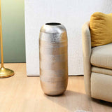 Decorative Metal Tumbler Floor Vase (Silver)