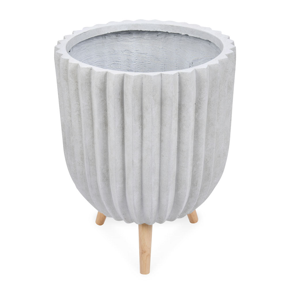 Tri Leg Magnesium Oxide Indoor Outdoor Planter 48.8 cm (White)