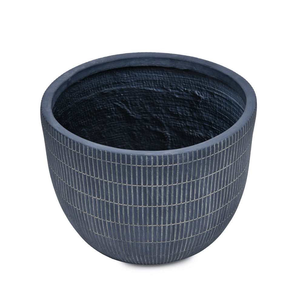 Ribbed Magnesium Oxide Indoor Outdoor Planter 27.2 cm (Black)