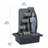 Standing Buddha Water Fountain With LED Light (Grey & Black)