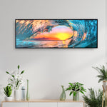 Water Wave Canvas Wall Painting (Yellow & Blue)