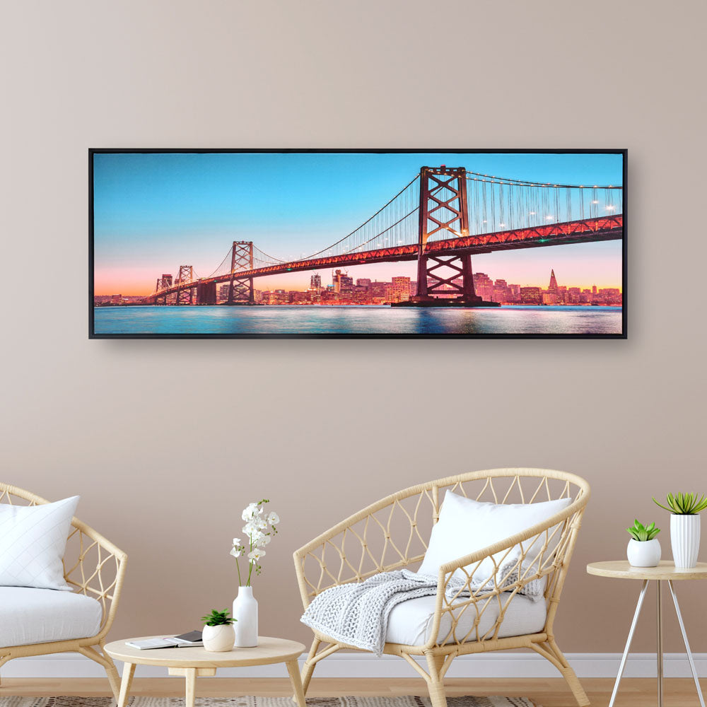 Golden Gate Bridge Canvas Wall Painting (Red & Blue)