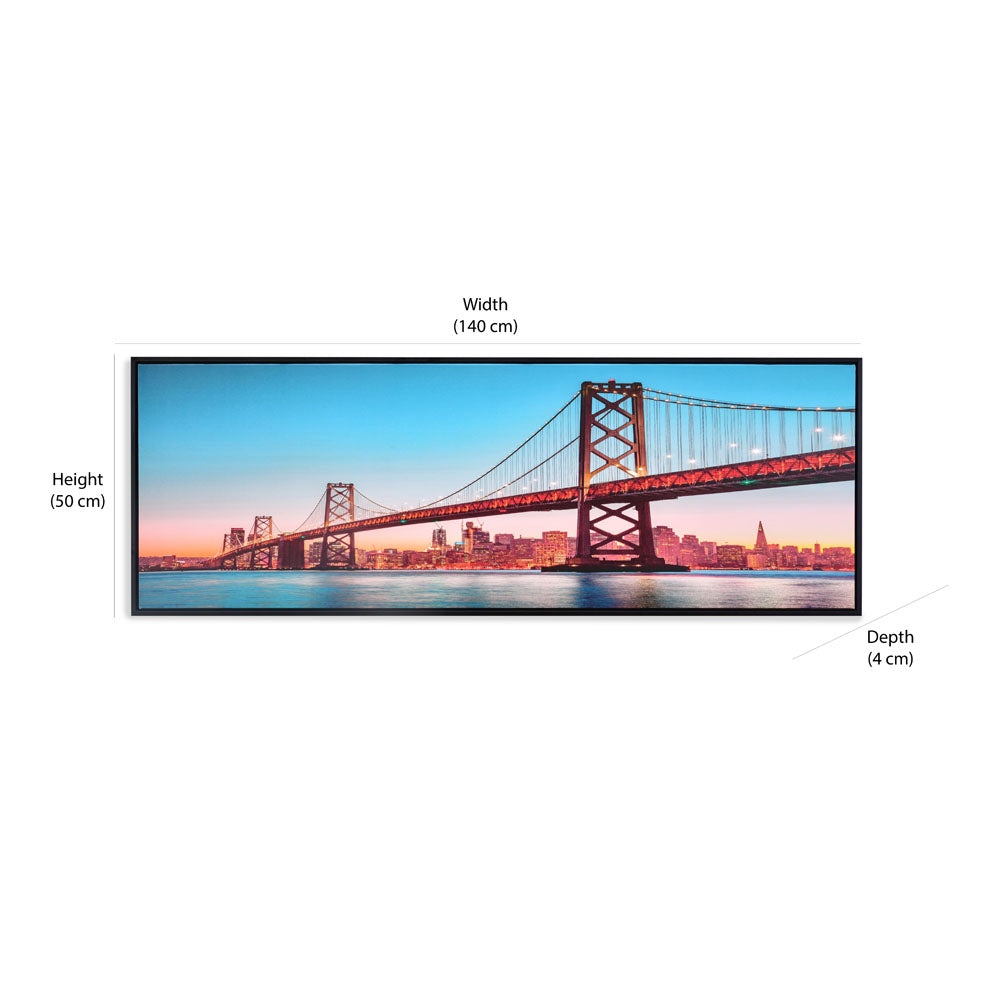 Golden Gate Bridge Canvas Wall Painting (Red & Blue)