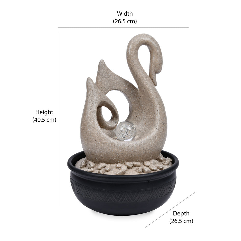 Swan Shaped Decorative Water Fountain With LED Light (Sand)