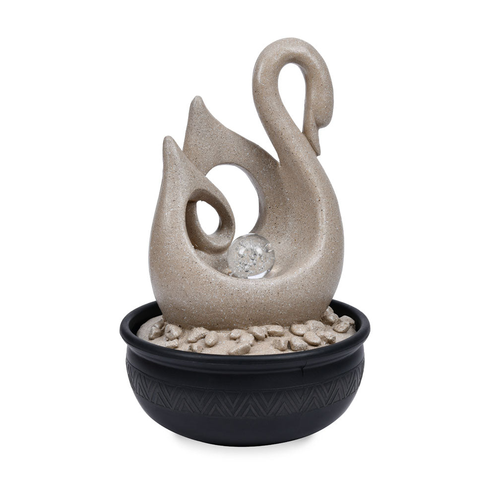 Swan Shaped Decorative Water Fountain With LED Light (Sand)