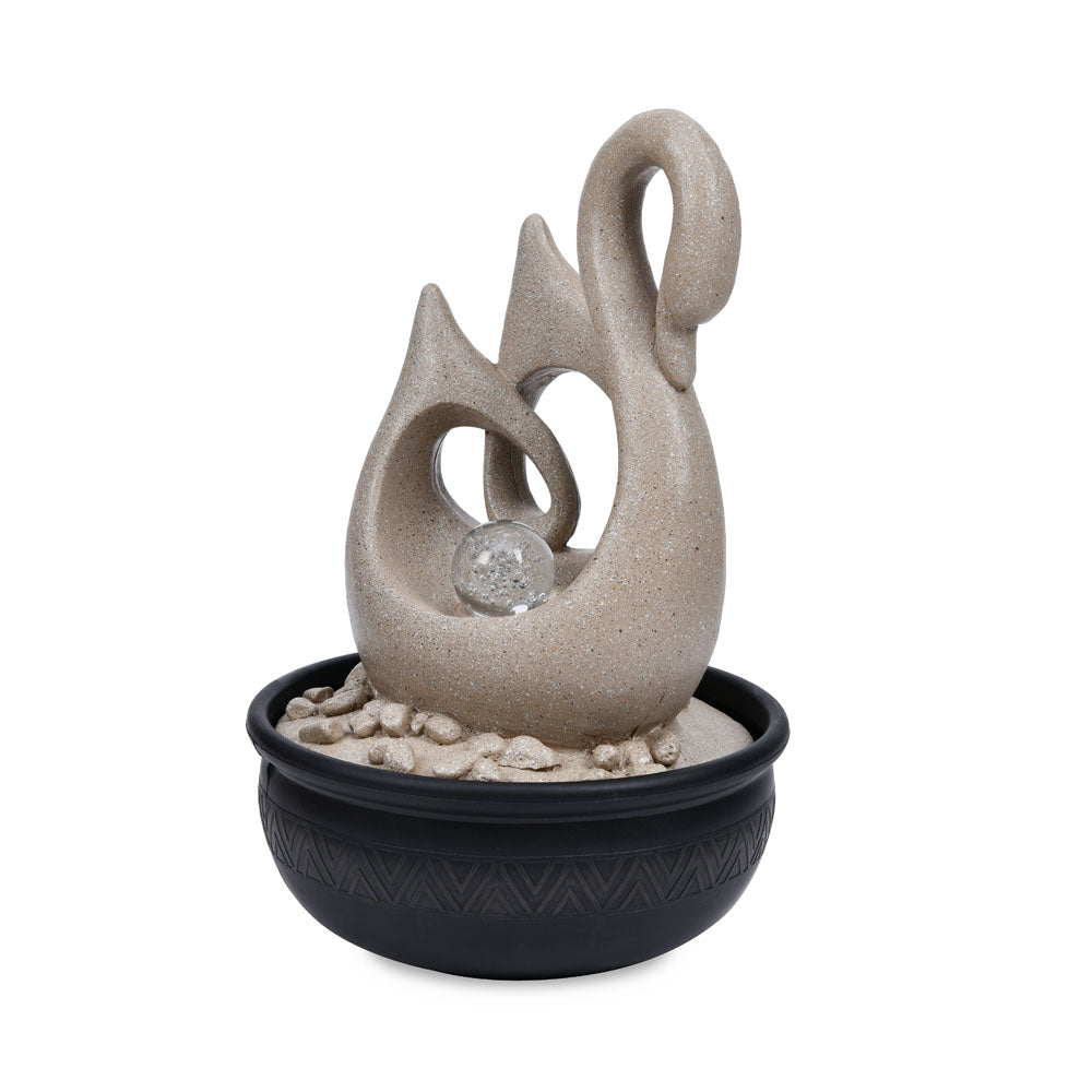 Swan Shaped Decorative Water Fountain With LED Light (Sand)