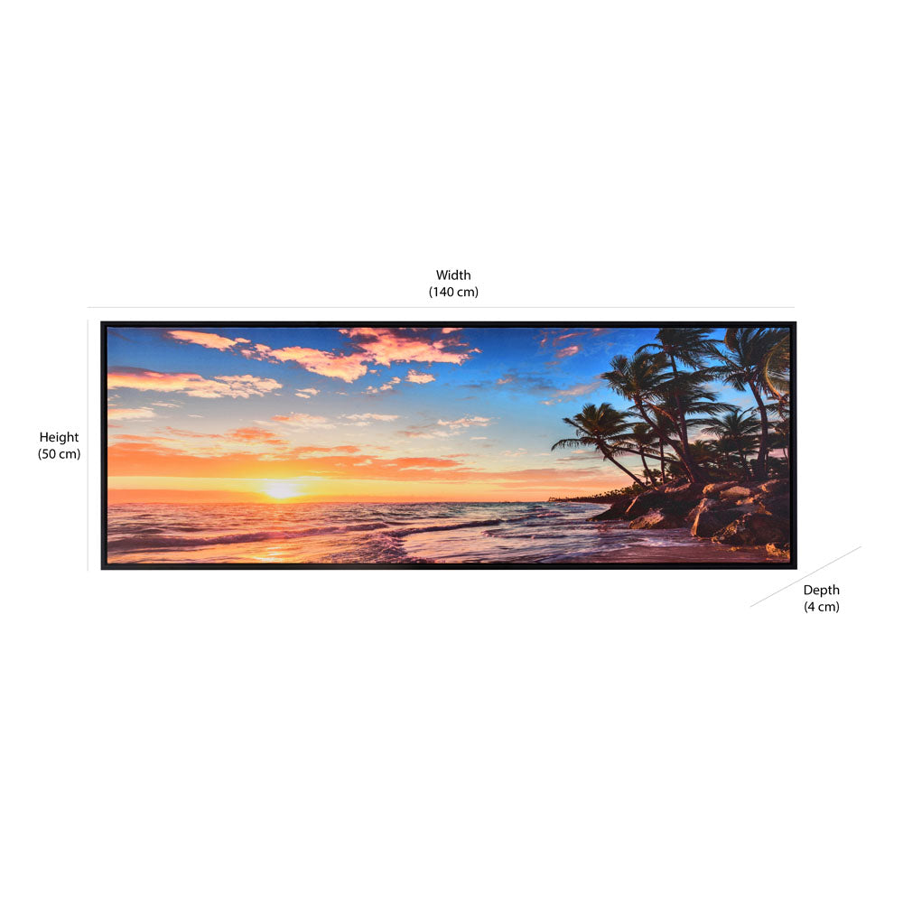 Sun & Sea Shore Canvas Wall Painting (Multicolor)