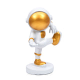 Dancing Astronaut Figurine Polyresin Showpiece (White & Gold)