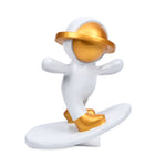 Astronaut On Skateboard Figurine Polyresin Showpiece (White & Gold)