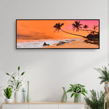 Trees & Beach Canvas Wall Painting (Orange)