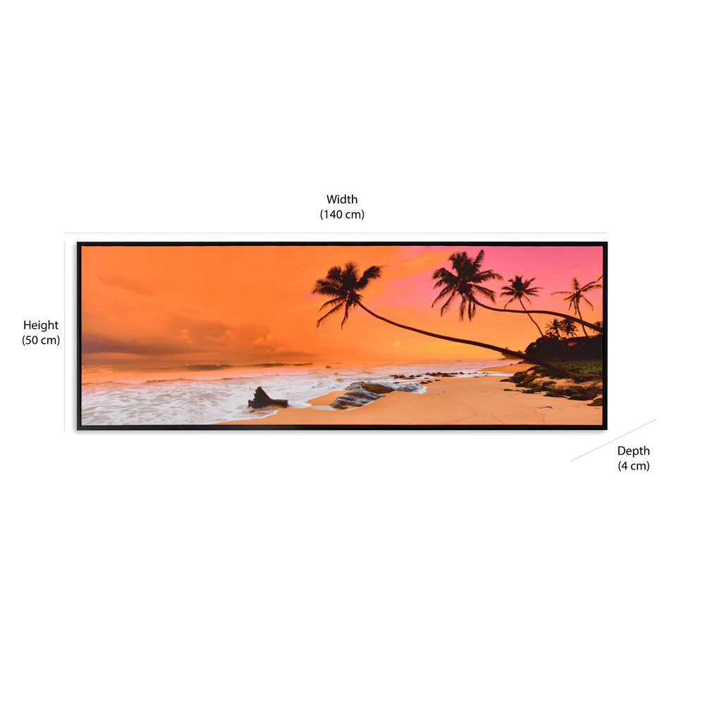 Trees & Beach Canvas Wall Painting (Orange)