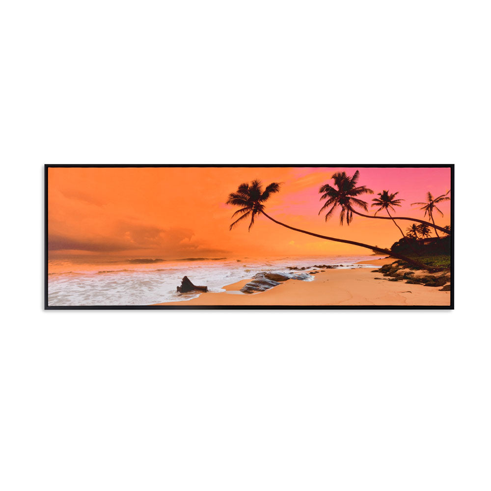 Trees & Beach Canvas Wall Painting (Orange)