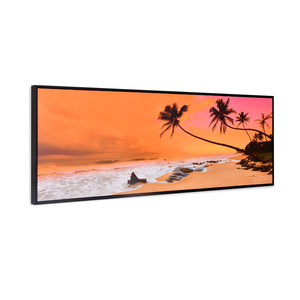 Trees & Beach Canvas Wall Painting (Orange)