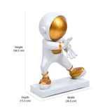 Kungfu Astronaut Figurine Polyresin Showpiece (White & Gold)