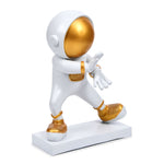 Kungfu Astronaut Figurine Polyresin Showpiece (White & Gold)