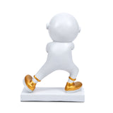 Kungfu Astronaut Figurine Polyresin Showpiece (White & Gold)