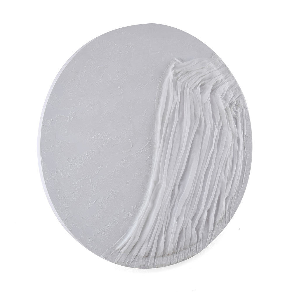 Abstract Round MDF Wall Painting (White)