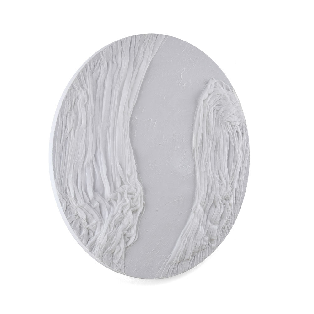 Abstract Round MDF Wall Painting (White)