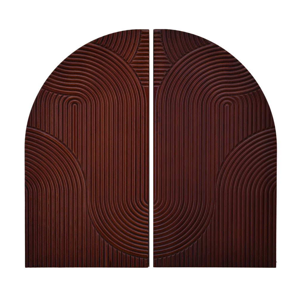 Arched Decorative MDF Wall Panel Set of 2 (Brown)