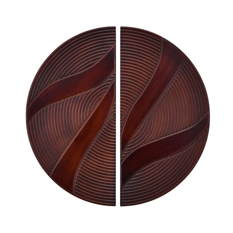 Round Decorative MDF Wall Panel Set of 2 (Brown)