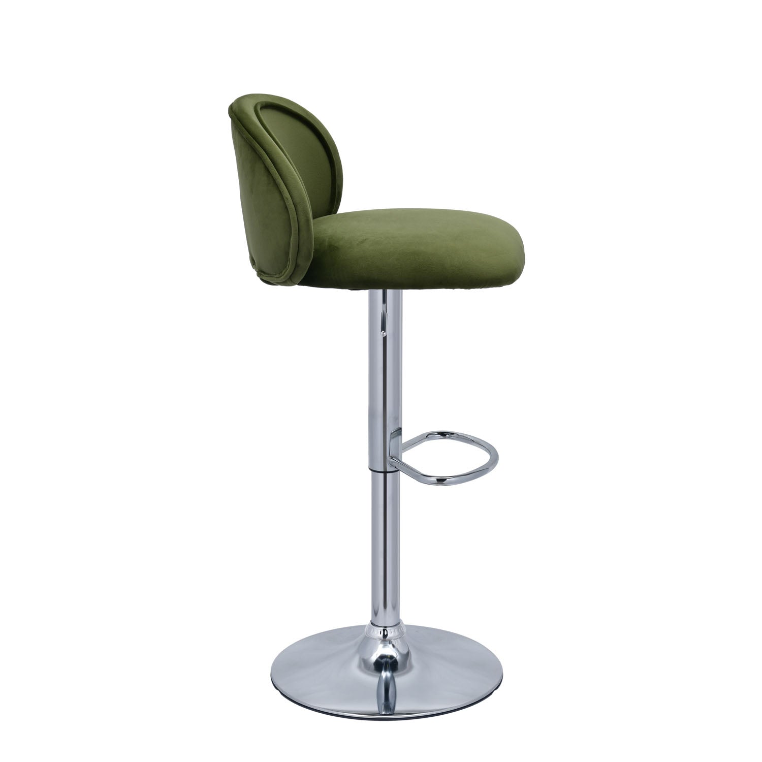 Henlo Adjustable Height Swivel Bar Stool (Olive Green)