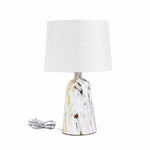 Marbela Trapeze Fabric Shade Metal Base Table Lamp (White)